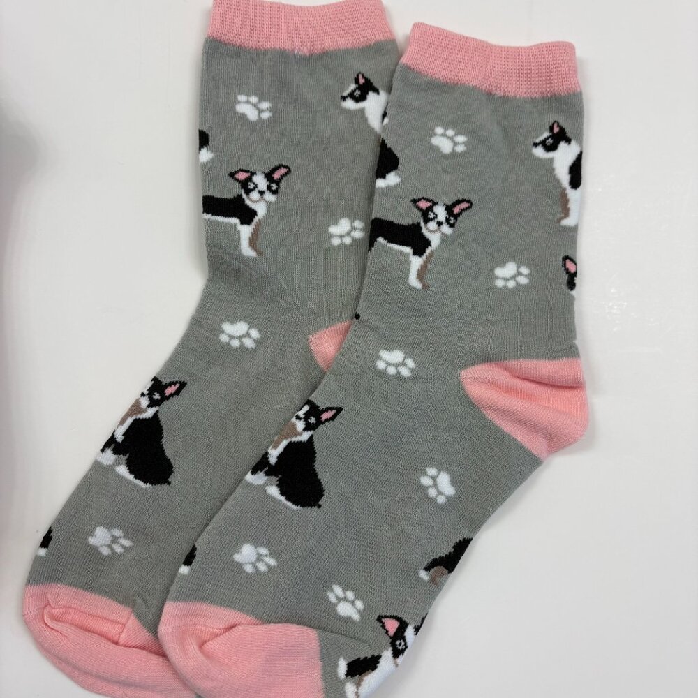 Women's 5 Pack Crew Socks Colorful French Bulldog Themed - OS - NWT - Picture 10 of 13